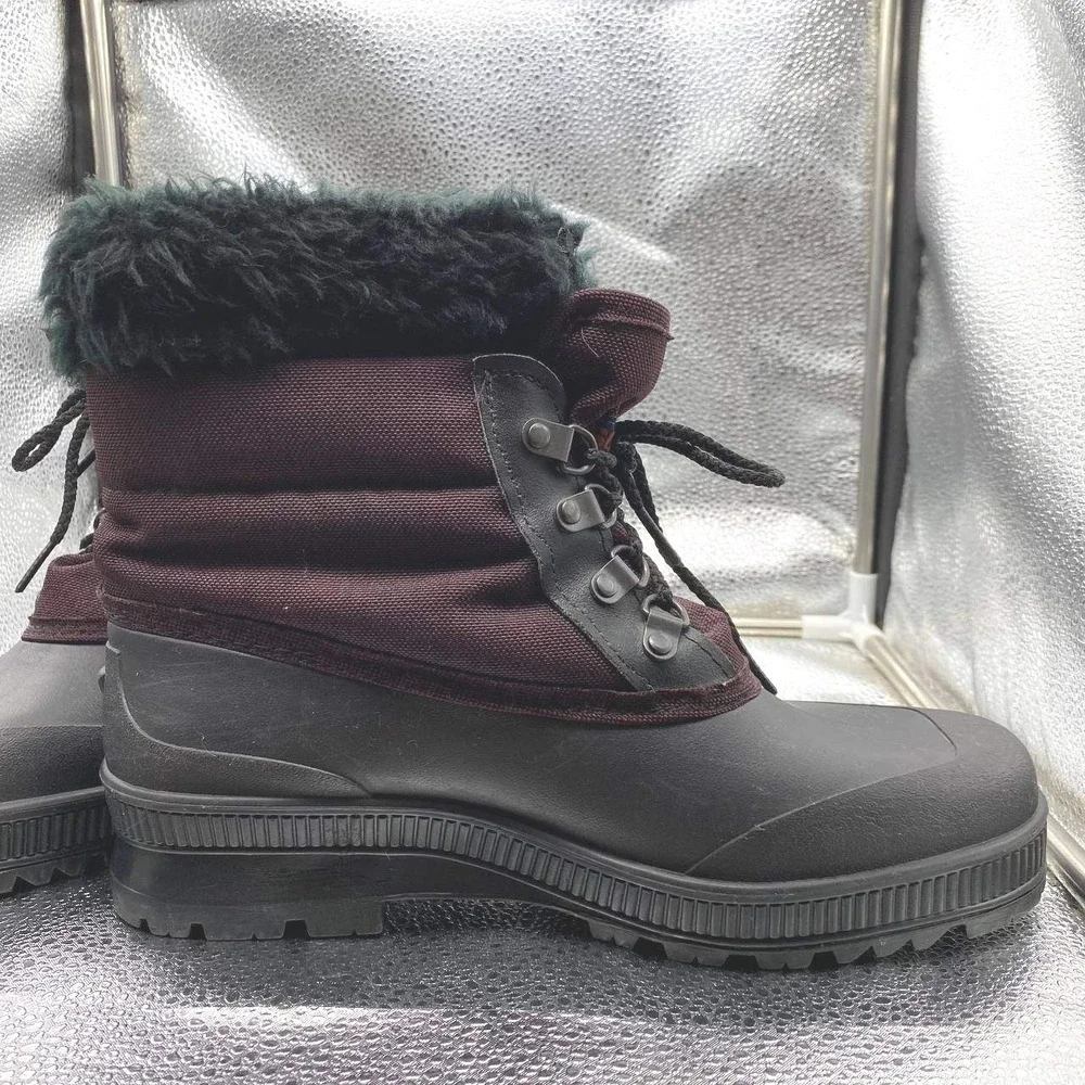 VTG 90s Sorel Caribou Snow Boots Womens 10 Burgundy Black Kaufman Made In Canada